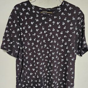 H&M mens size medium black t shirt with palm trees  short sleeve